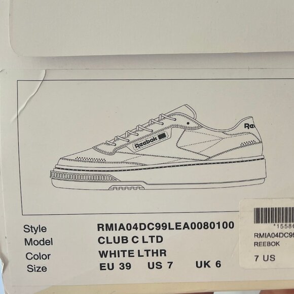 Reebok Classics White Club C LTD Sneakers NEVER WORN - Picture 3 of 3
